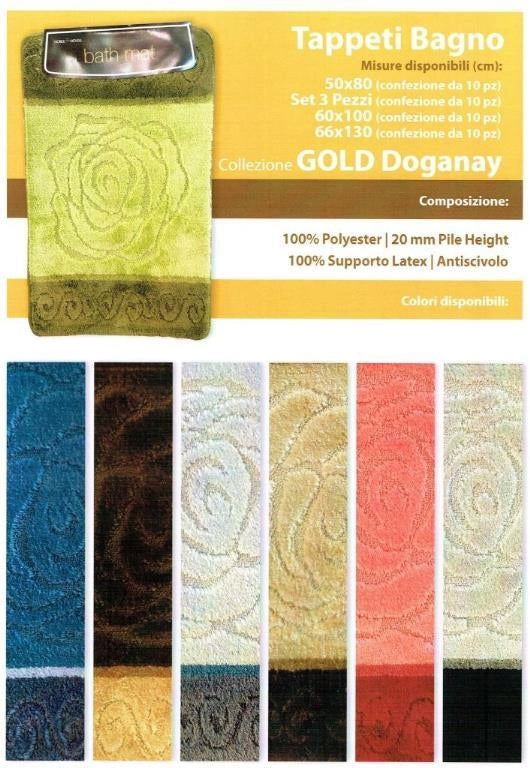 Set 3 Tappeti da bagno Gold in Tessuto e Poliestere Antiscivolo Vari Colori