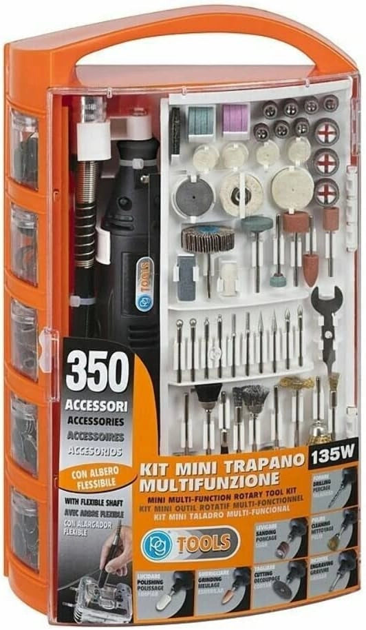 KIT MINI TRAPANO 'PG138W' 350 accessori -135 watt - PG PROFESSIONAL