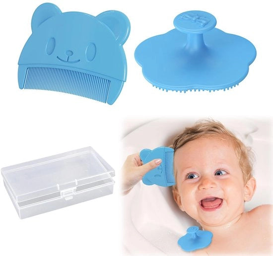 Set di spazzola per capelli neonato - 2 pezzi - Spazzola per capelli neonato in silicone - Kam per neonati - Massaggio delicato - Adatto per neonati e bambini in età prescolare - Spazzola per capelli neonato