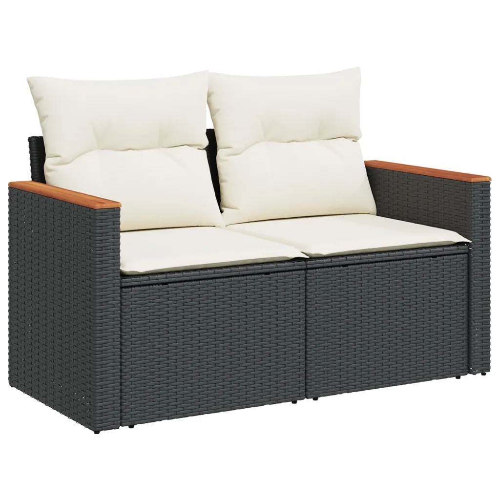 Set Divani da Giardino con Cuscini 7pz Nero Polyrattan 3226189
