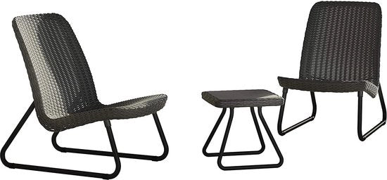 Set da lounge Rio, look di rattan, materiale plastico, banco con maniglia a due manici