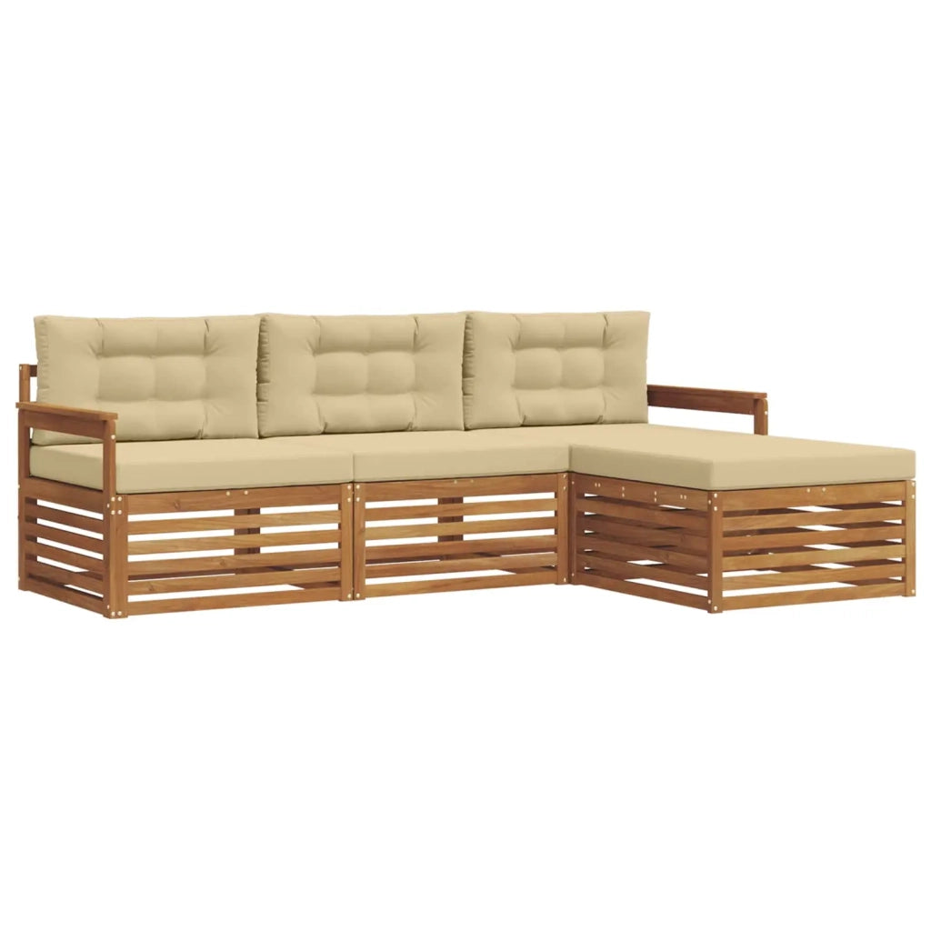 Set di divani da esterno con cuscino 4 pcs Naturale e Beige 3373248