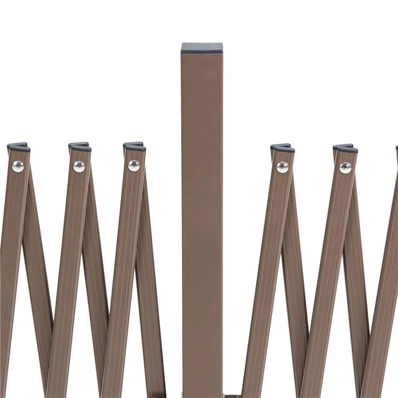 RECINZIONE ESTENSIBILE AUTOPORTANTE IN ACCIAIO E ALLUMINIO, LARGHEZZA 52-405 CM, MARRONE SCURO