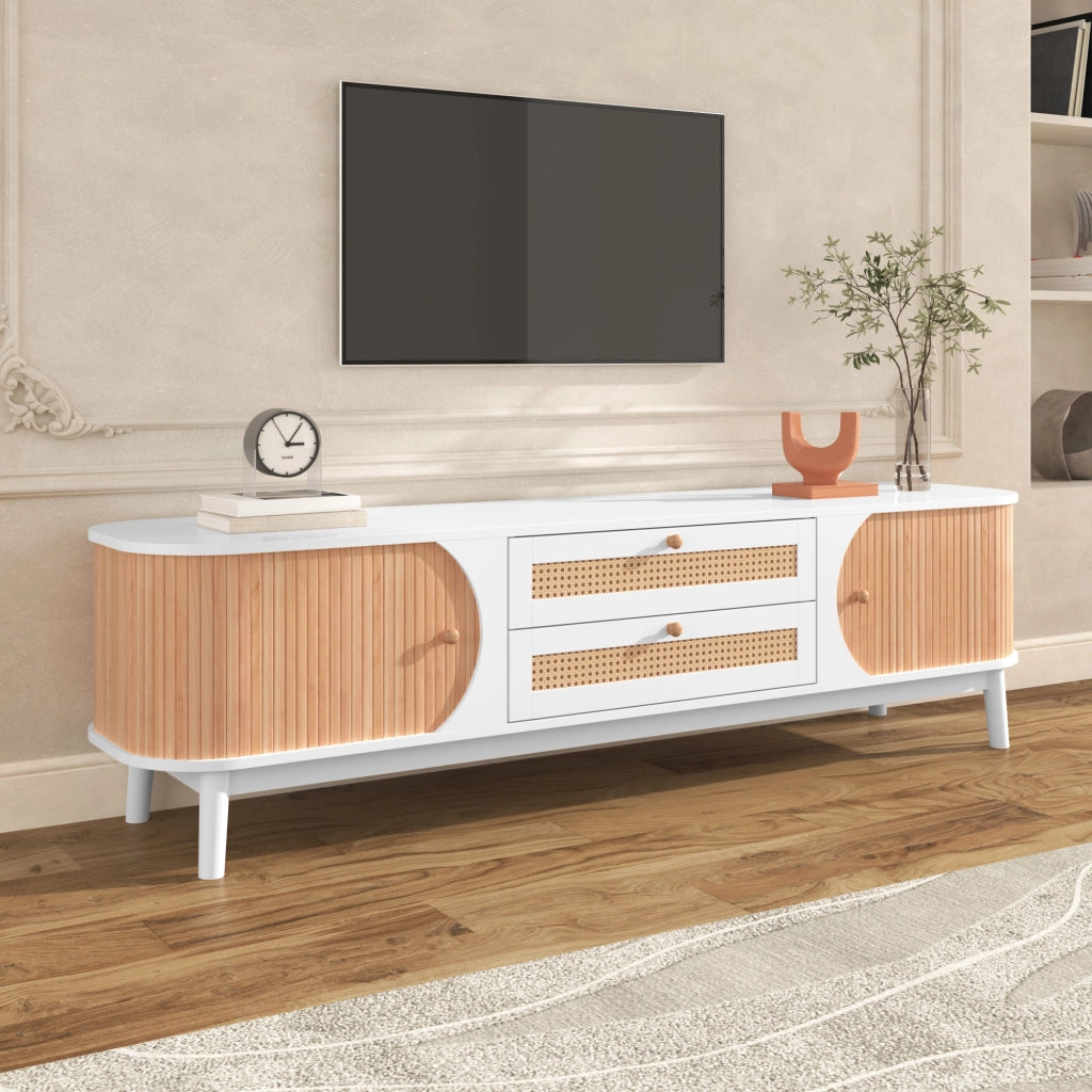 Cassettiera per TV bianca in MDF lunghezza 170 cm