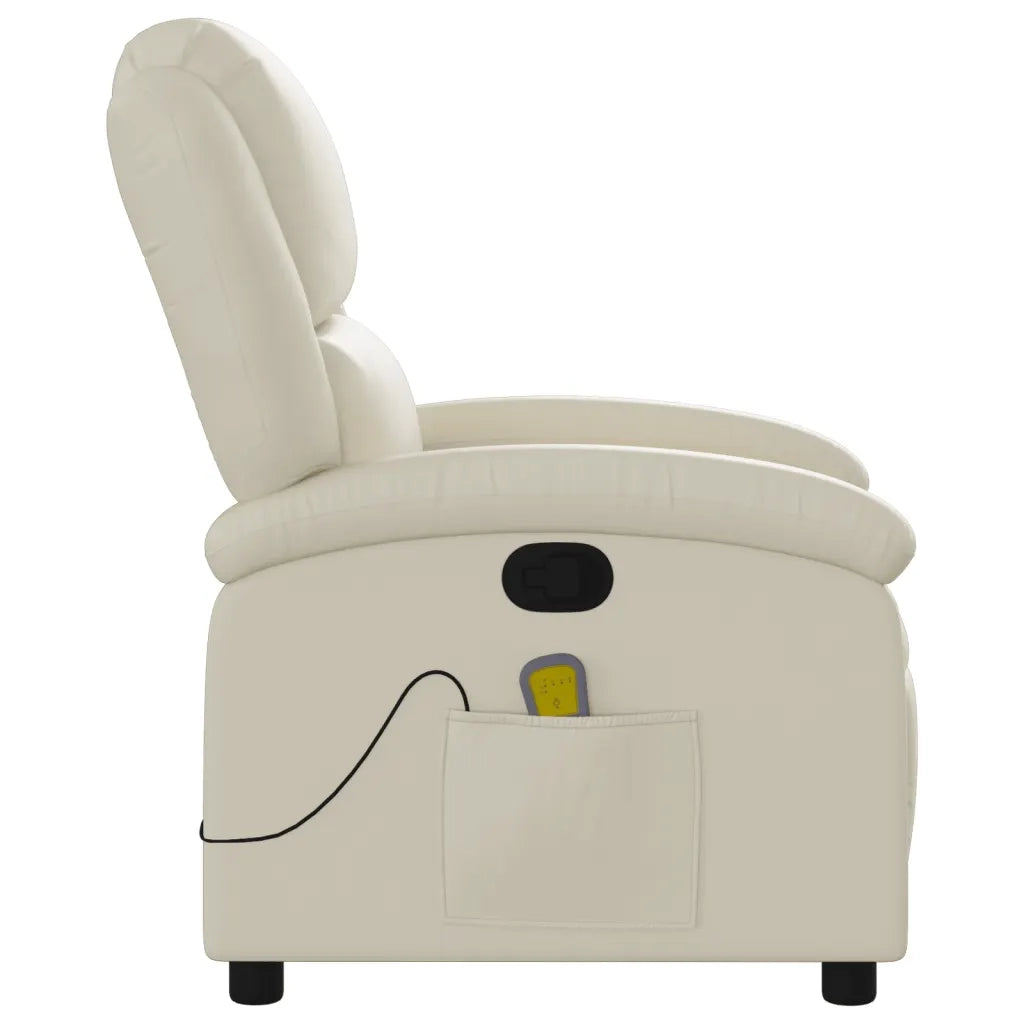 Poltrona da Massaggiante | Sedia Relax Reclinabile Crema Similpelle