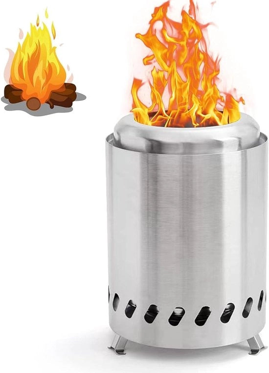 Vetrina da fuoco roccia in acciaio inossidabile 20 x 14 x 14 cm per uso esterno e campeggio con tecnologia triple-burn