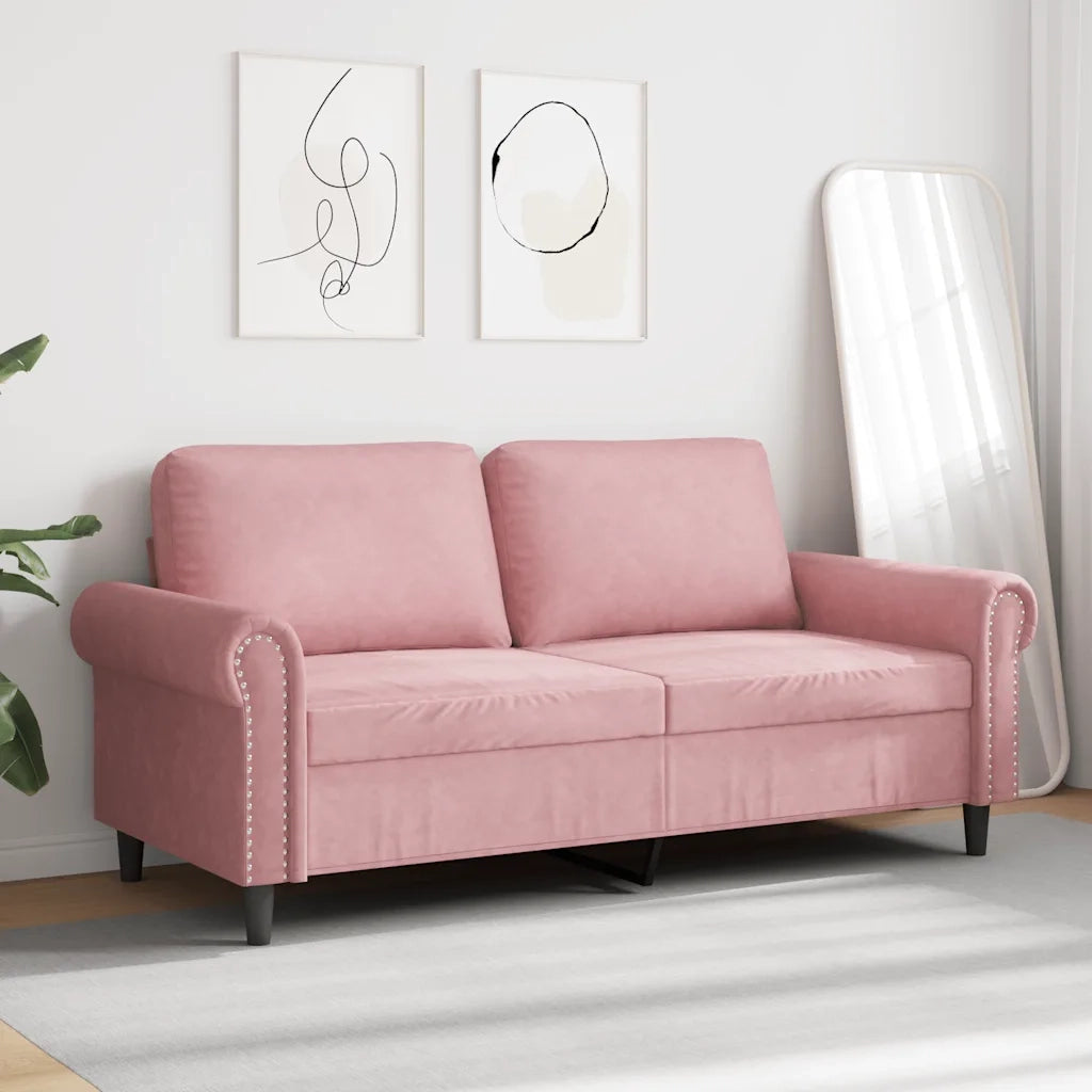 Divano a 2 Posti-Sofa 2 Posti Rosa 140 cm in Velluto 230928