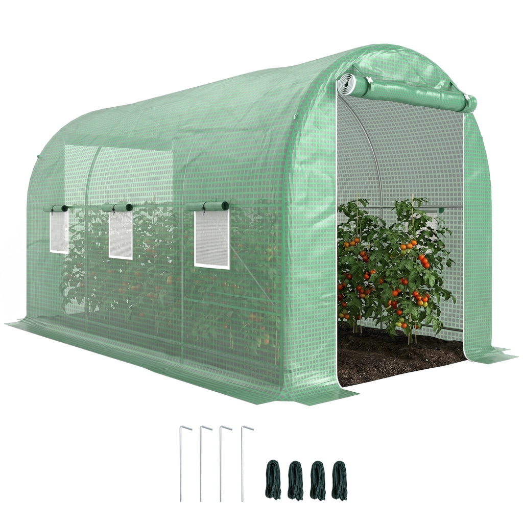 Serra Tunnel da Giardino ¨C Xylo ¨C 8m2 4x2x2,05m Verde con 6 Finestre
