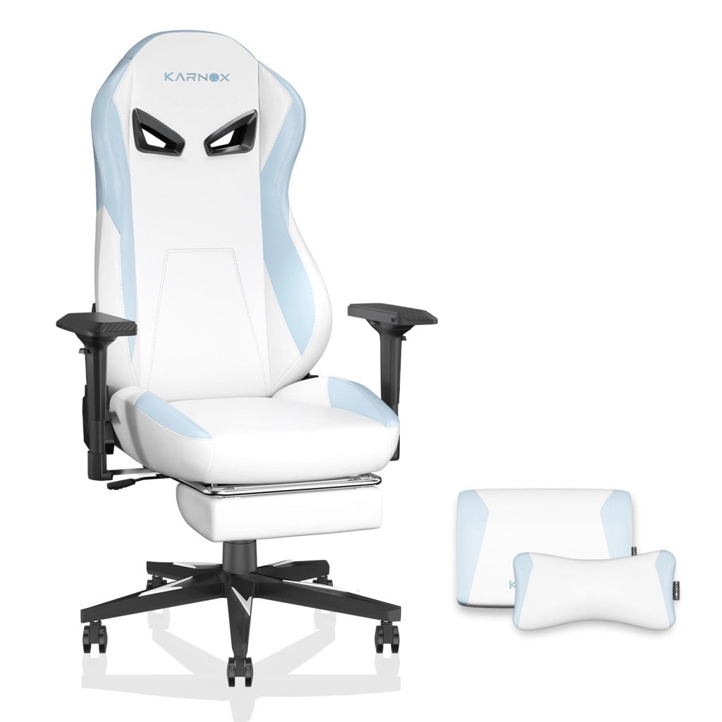 Sedia da gaming ergonomica - Zephmum- con poggiapiedi, schienale alto, regolabile in altezza, supporto lombare e per la testa, bianca