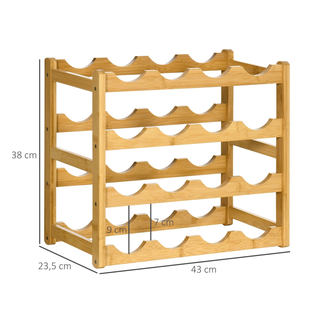 Scaffale per Vino in Bamb¨´ 4 Ripiani ¨C Minimal ¨C 43x23.5x38 Naturale