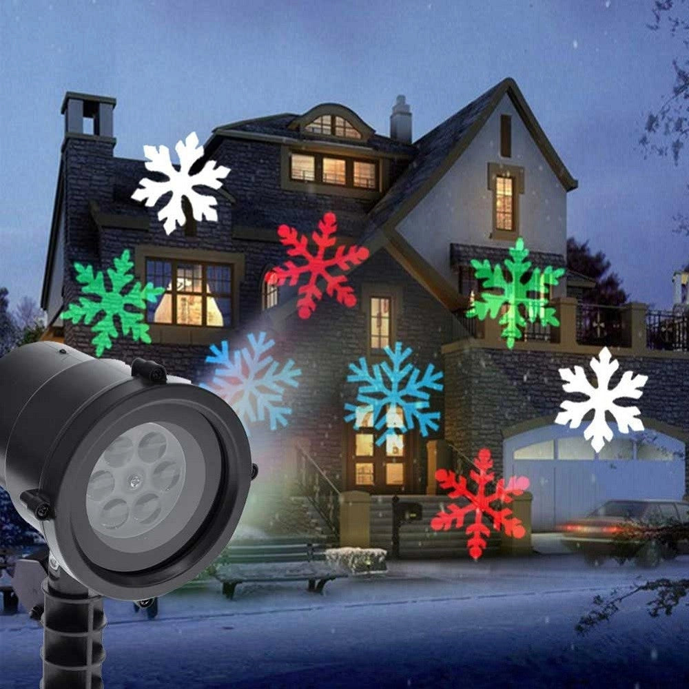 Trade Shop - Proiettore Laser Led Rgb Natale Esterno Giochi Luce Fiocchi Di Neve Multicolore -