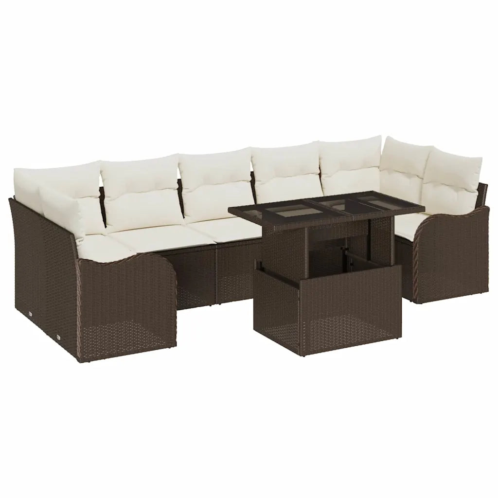 Set Divano da Giardino 8 pcs Marrone Rattan in Polipropilene 3357151