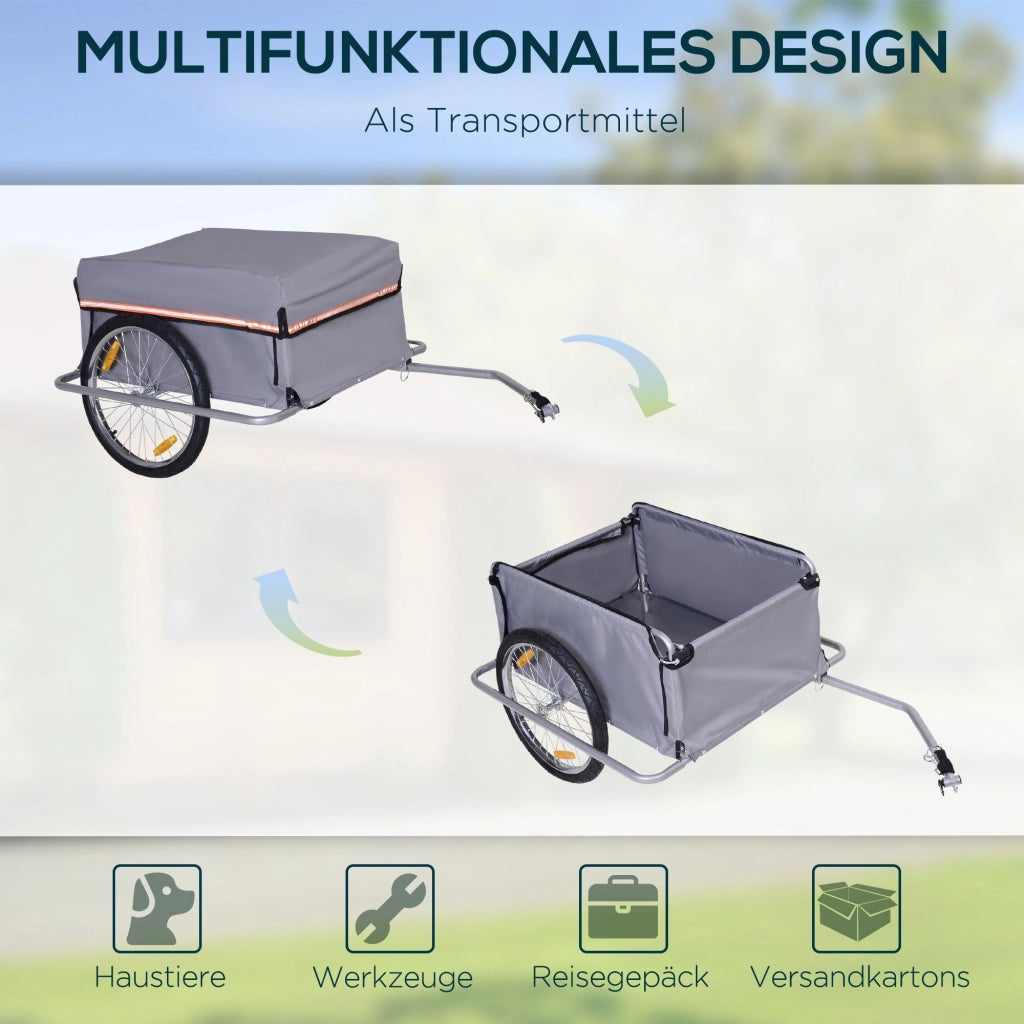 Carrello Trasporto Bici Pieghevole ¨C zephmum ¨C Grigio 140x88x60 cm