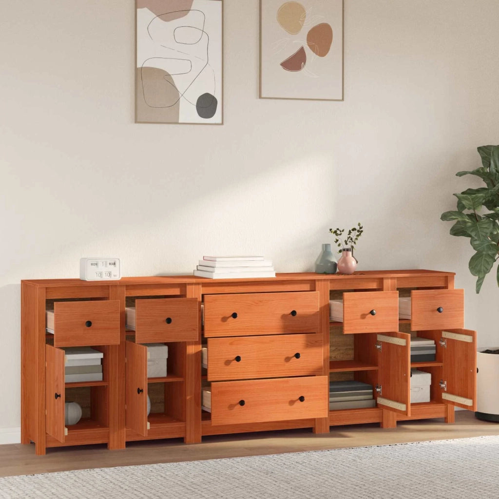 Credenza 5 pcs Marrone Cera Legno di pino massiccio 3424976