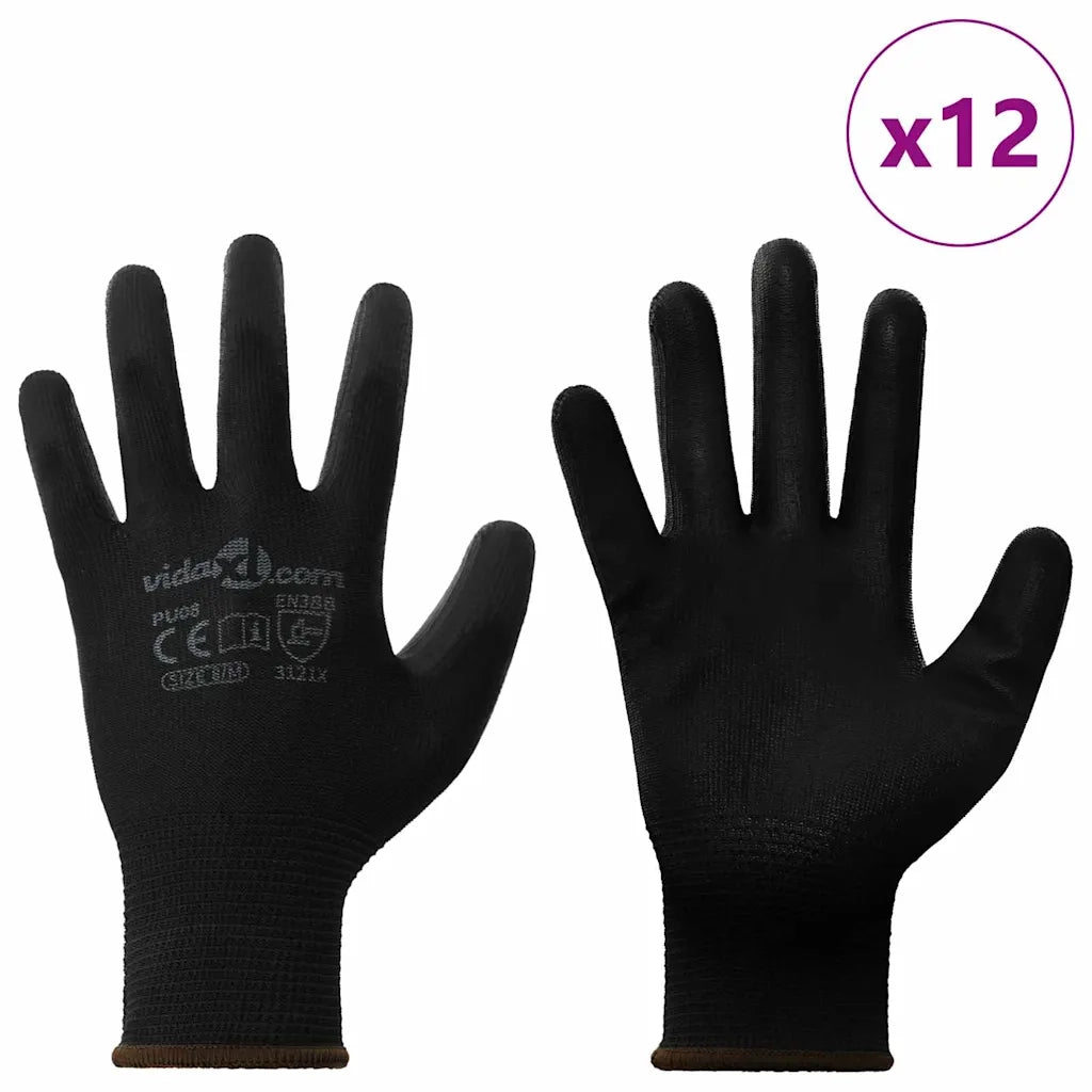 Guanti da Lavoro 12 pz Nero 8 / m Poliestere CFW7124065