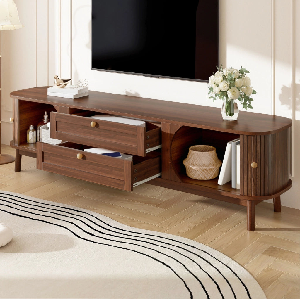 Mobile TV con porte e cassetti in MDF noce