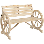 Panchina da giardino a 2 posti, panchina in legno, panchina da parco con braccioli in stile rustico, portata massima 240 kg, legno di abete, naturale