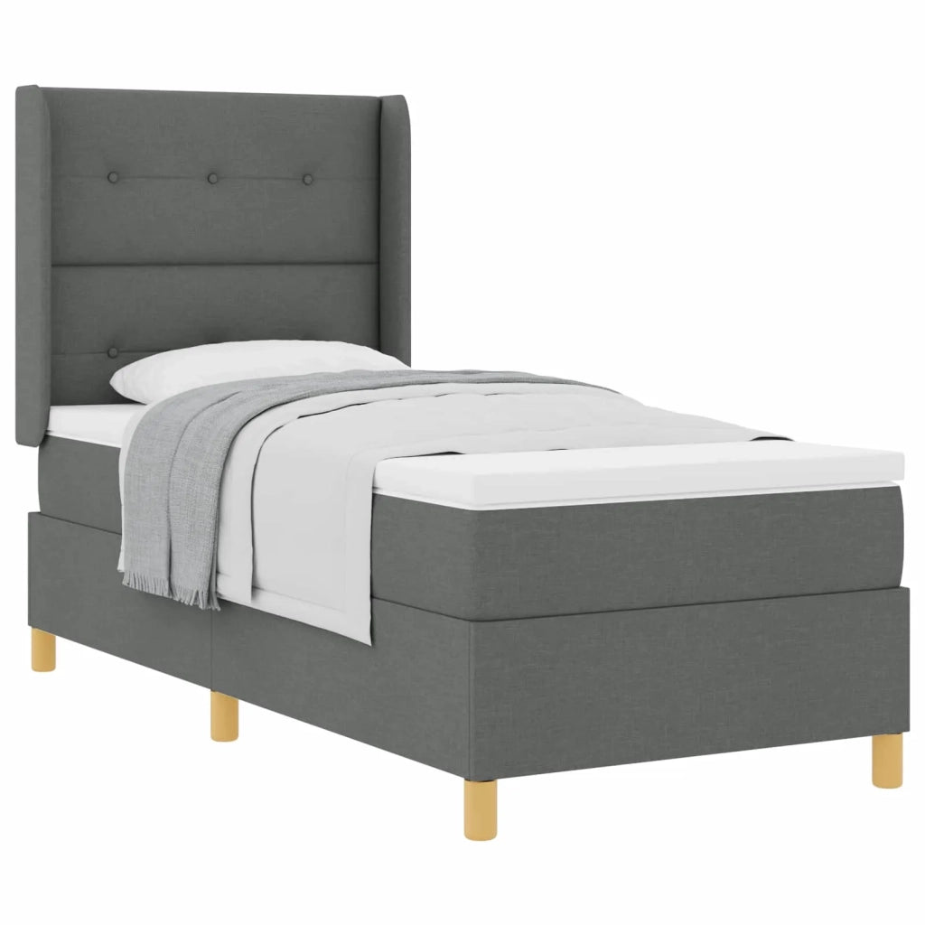 Letto a molle con materasso Grigio scuro 80 x 200 cm Tessuto