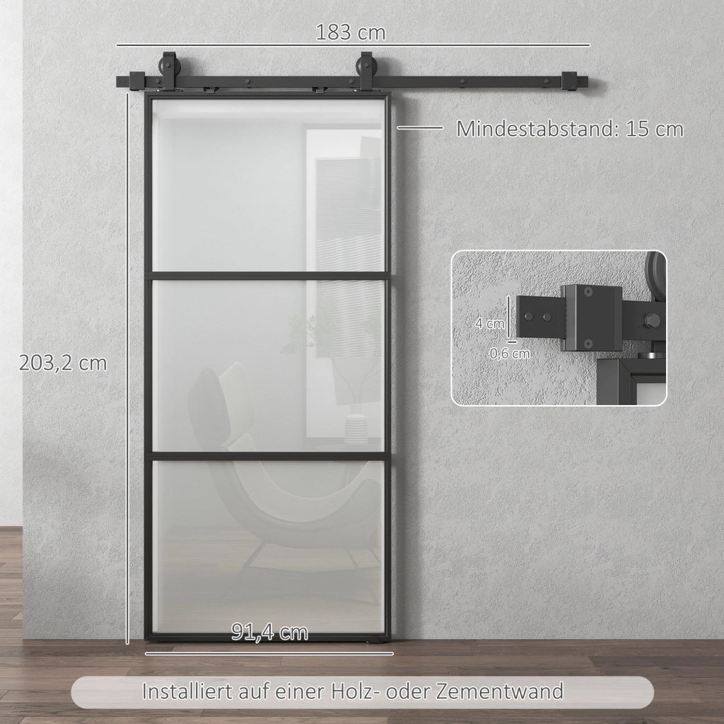 Anta scorrevole con vetro smerigliato ¨C Minimal ¨C Nero