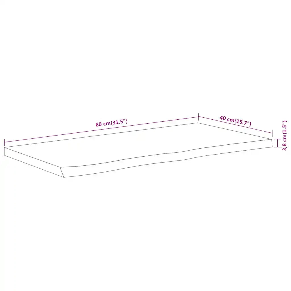 Piano Tavolo | Superficie Tavolo | Piano Scrivania 80x40x3,8 cm Rettangolare Legno Acacia Bordi Vivi