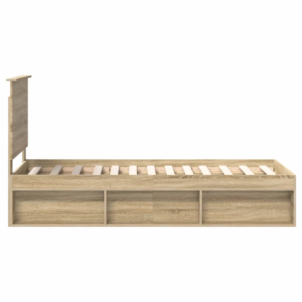 Letto singolo | Letto per adulti | Struttura del letto Rovere Sonoma 75 x 190 cm Pino massello