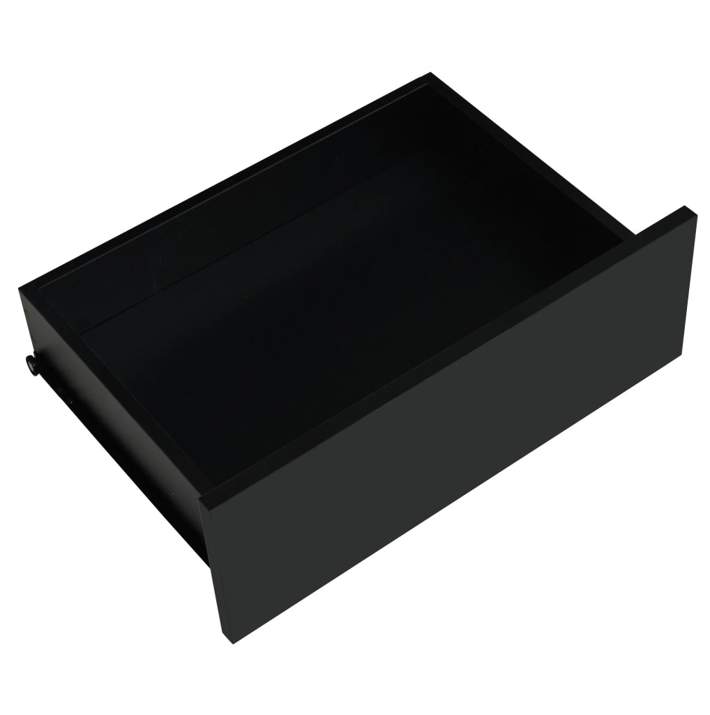 Credenza moderna lucida 140 x 35 x 80 cm con LED; 3 cassetti e 2 ante; nero