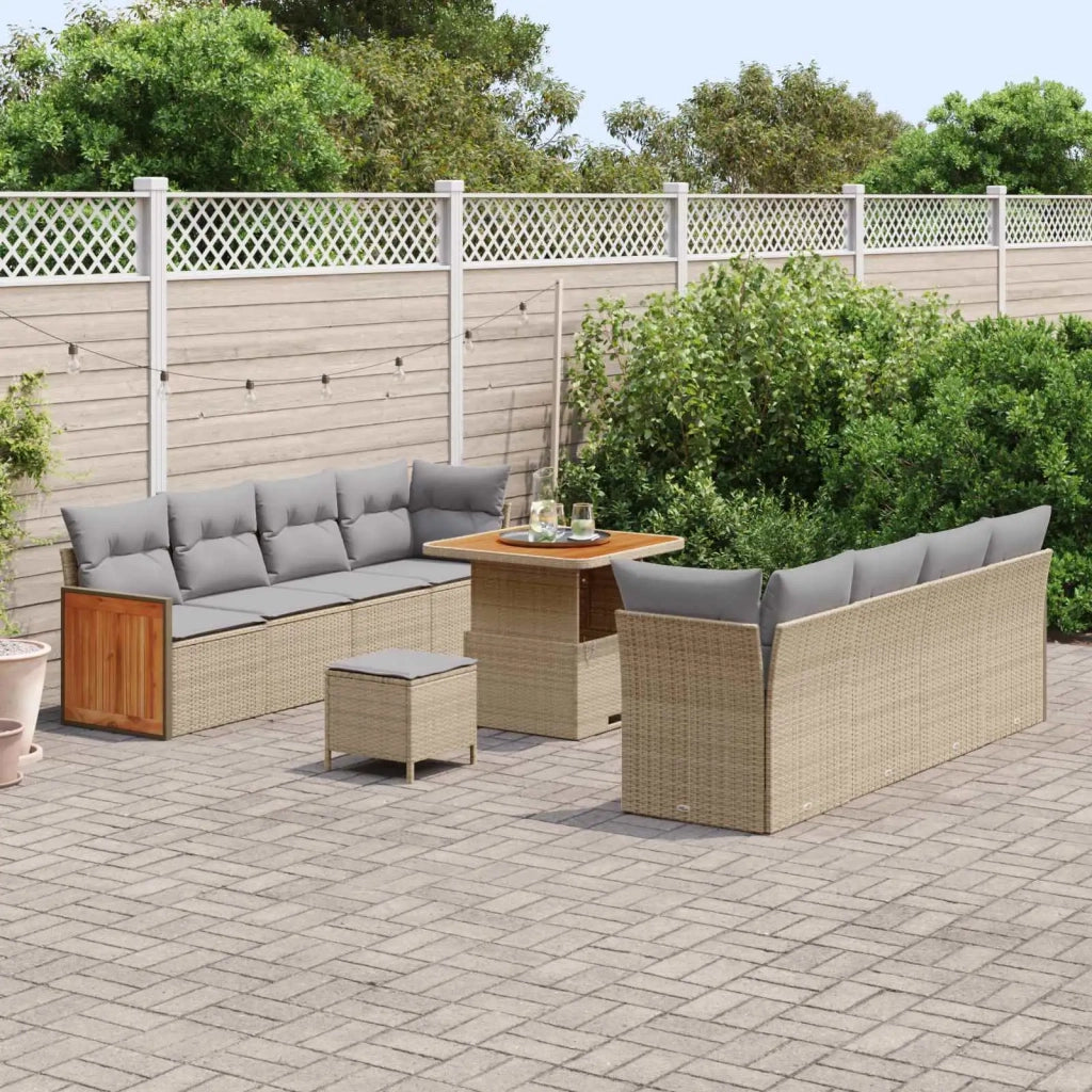 Set Divano da Giardino con cuscino 11 pcs Beige e Grigio Chiaro 3363147