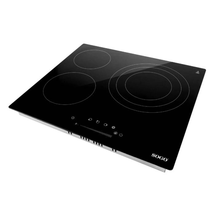 Piano cottura vetroceramica 3 zone 5700W da incasso, controllo touch slider e timer 99 min con blocco bambini - Sogo