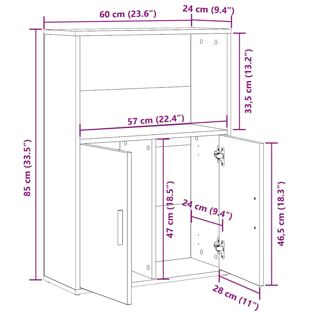 Libreria-Scaffale per Libri-Mobile di Stoccaggio Grigio Sonoma 60x24x85 cm in Legno Multistrato