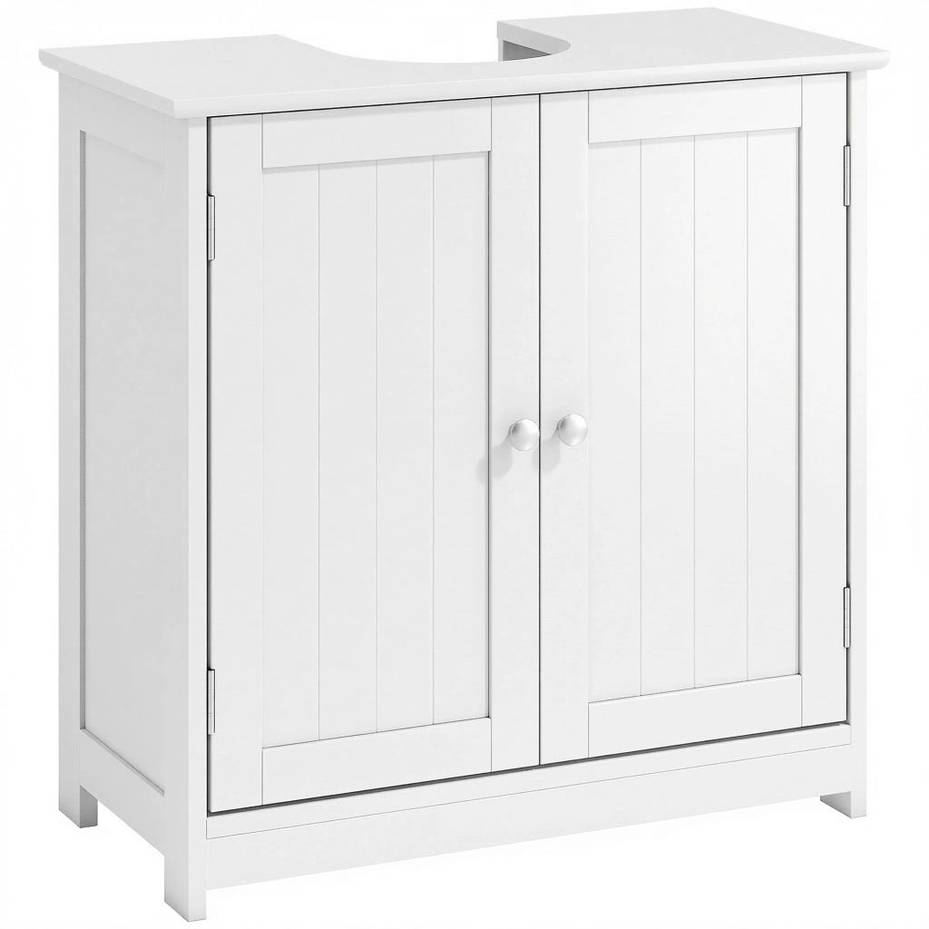 Mobile Sottolavabo a 2 Ante con Ripiano Regolabile ¨C Zephmum ¨C Bianco 60x30x60 cm