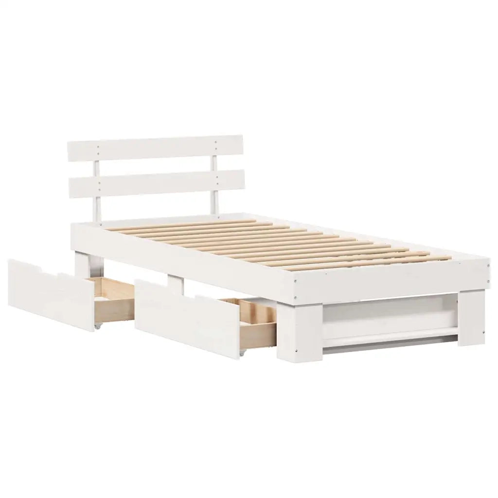 Letto singolo | Letto per adulti | Struttura del letto Bianco 100 x 200 cm Pino massello
