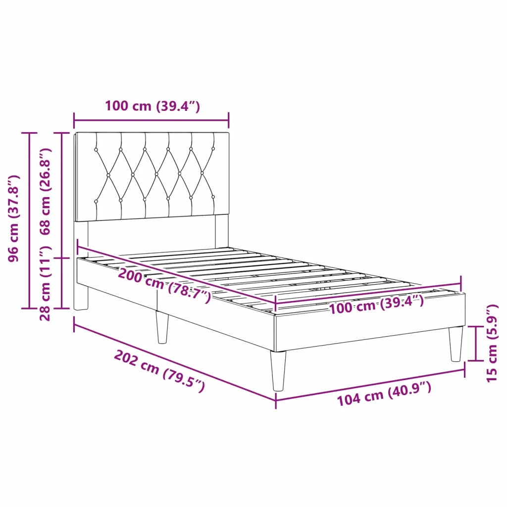 Struttura del letto con testiera-Giroletto Rosa 100 x 200 cm Velluto 958788