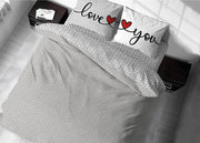 Sacco Copripiumino In 100% Cotone Made Italy Disegno Moderno Happy - Singolo - Love You