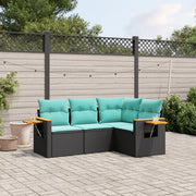 Set Divani da Giardino 4 pz con Cuscini Nero in Polyrattan 3226771