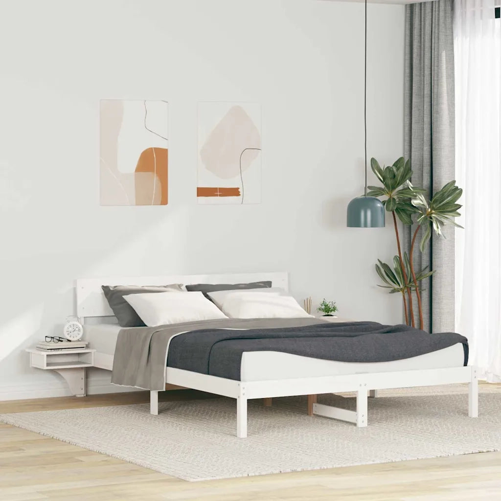 Struttura del letto-Giroletto-Rete del Letto Bianco 160 x 200 cm Pino massello 494116