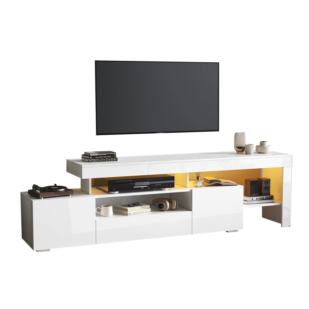 Mobile TV con LED ¨C MINIMAL ¨C Bianco Lucido, 192x37x53 cm