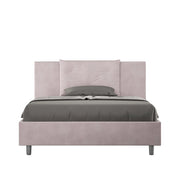 BS COM Letto queen size senza rete imbottito 150x190 microfibra glicine