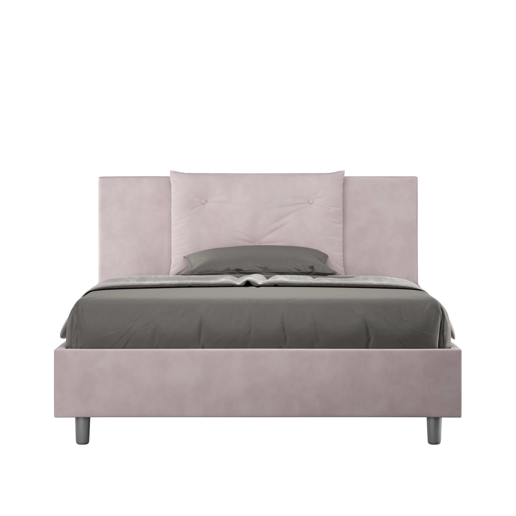 BS COM Letto queen size senza rete imbottito 150x190 microfibra glicine
