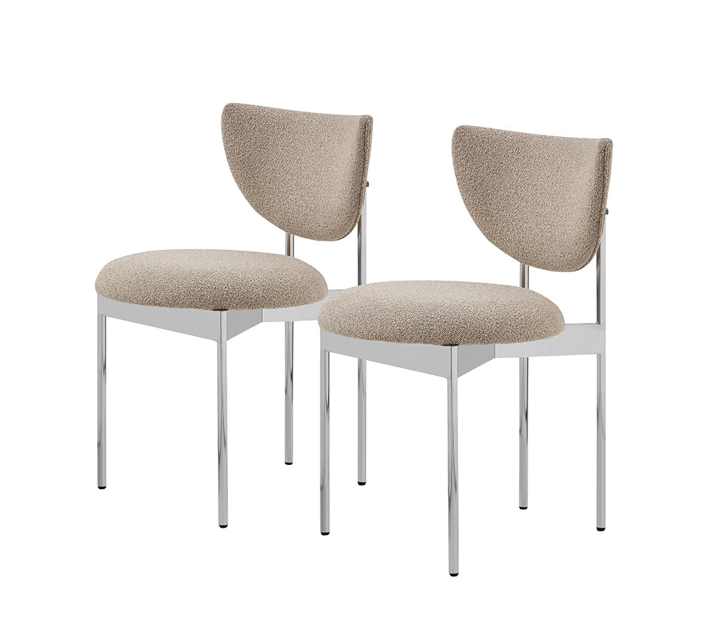 Sedia da pranzo Lunar - Xylo - 54x47x76 cm - Beige/Kaki - Struttura metallica nera senza braccioli