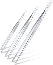 Set di pinze in acciaio inossidabile da 3 pezzi, manici alimentari con punte dentate precise (16,5 cm, 21,6 cm, 30,5 cm)