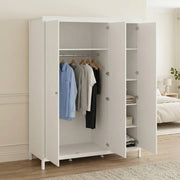 Guardaroba 3 ante Conti, Mobile camera da letto, Cabina armadio portabiti, Armadio appendiabiti, 150x58 h199 cm, Bianco