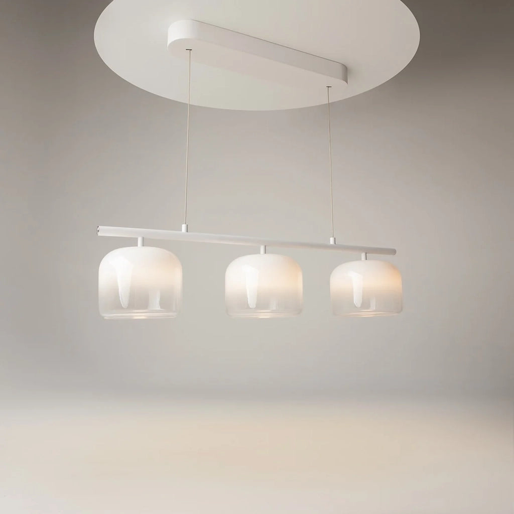 Lampadario Contemporaneo Spirito Metallo E Vetro Bianco 3 Luci Led 14W
