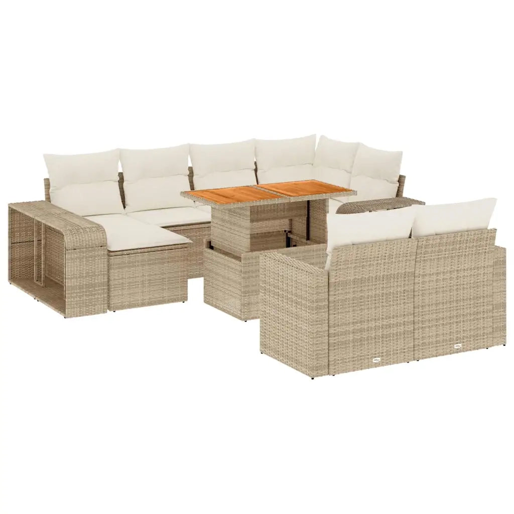 Set Divani da Giardino 11 pz con Cuscini Beige in Polyrattan 3274591