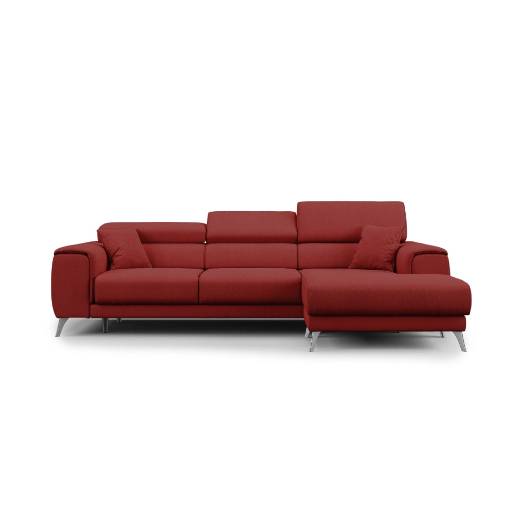 Fusion Divano angolare con sedute scorrevoli in tessuto morbido smacchiabile T05 260 cm Sinistro rosso