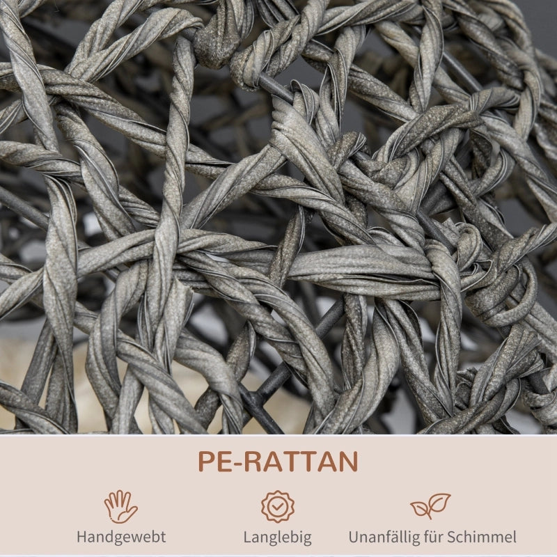 Casetta per gatti in rattan con cuscino, cuccia, grotta per gatti con piedini rialzati, grigio argento, ?52 x 58 cm
