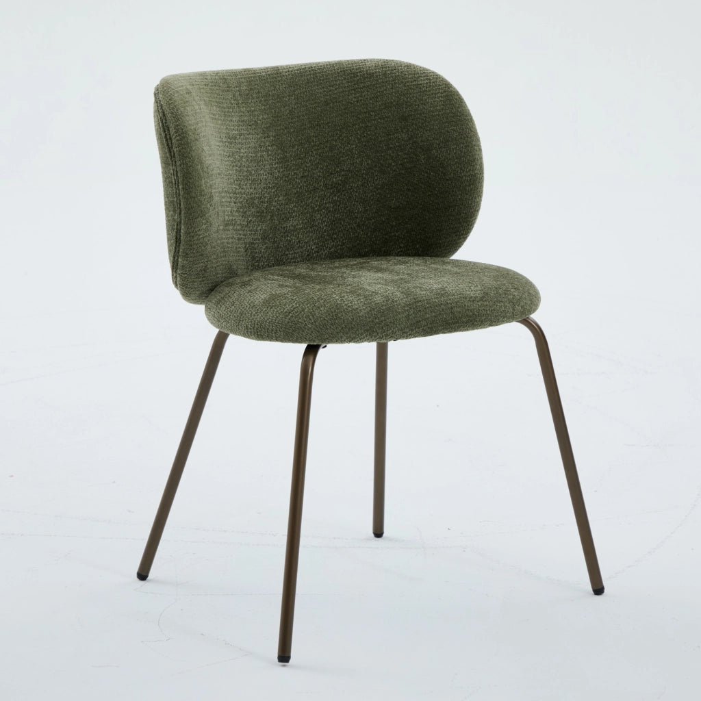 Sedie da pranzo contemporanee in ciniglia, comodo schienale curvo con morbida imbottitura, gambe in metallo color bronzo ¨C Arreda la tua cucina con co