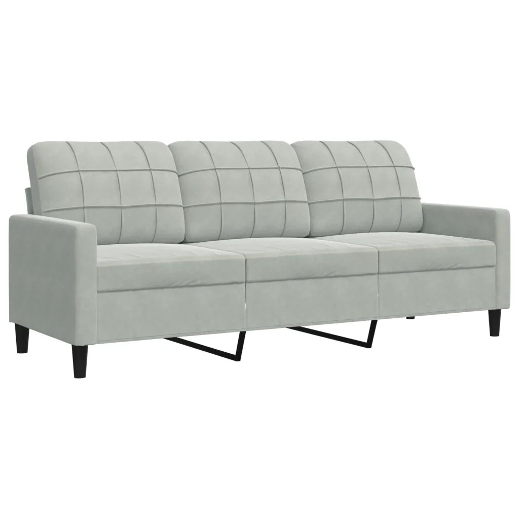 Divano a 3 Posti Grigio Chiaro 180 cm in Velluto 4007634