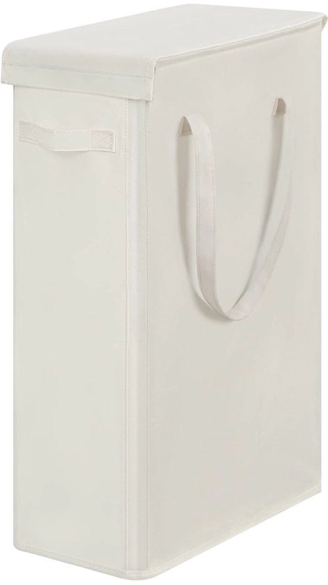 Wastino grande con coperchio 60L, basso e sottile, ad alta capacità, con cerniera apribile, grande contenitore di stoccaggio, cassetto per rifiuti per il lavaggio delle abiti, da camera da letto, colore beige
