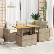 Set Divano da Giardino 5 pz con Cuscini Beige in Polyrattan 3327033