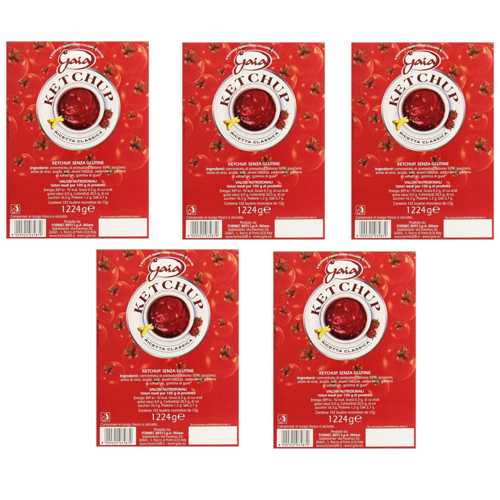 Gaia ketchup multipack 5 confezioni 510 bustine da 12 grammi